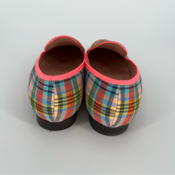J. Crew Ribbon Plaid Academy loafers green blue yellow - 10 - Picture 9 of 11